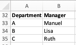 managers data in excel